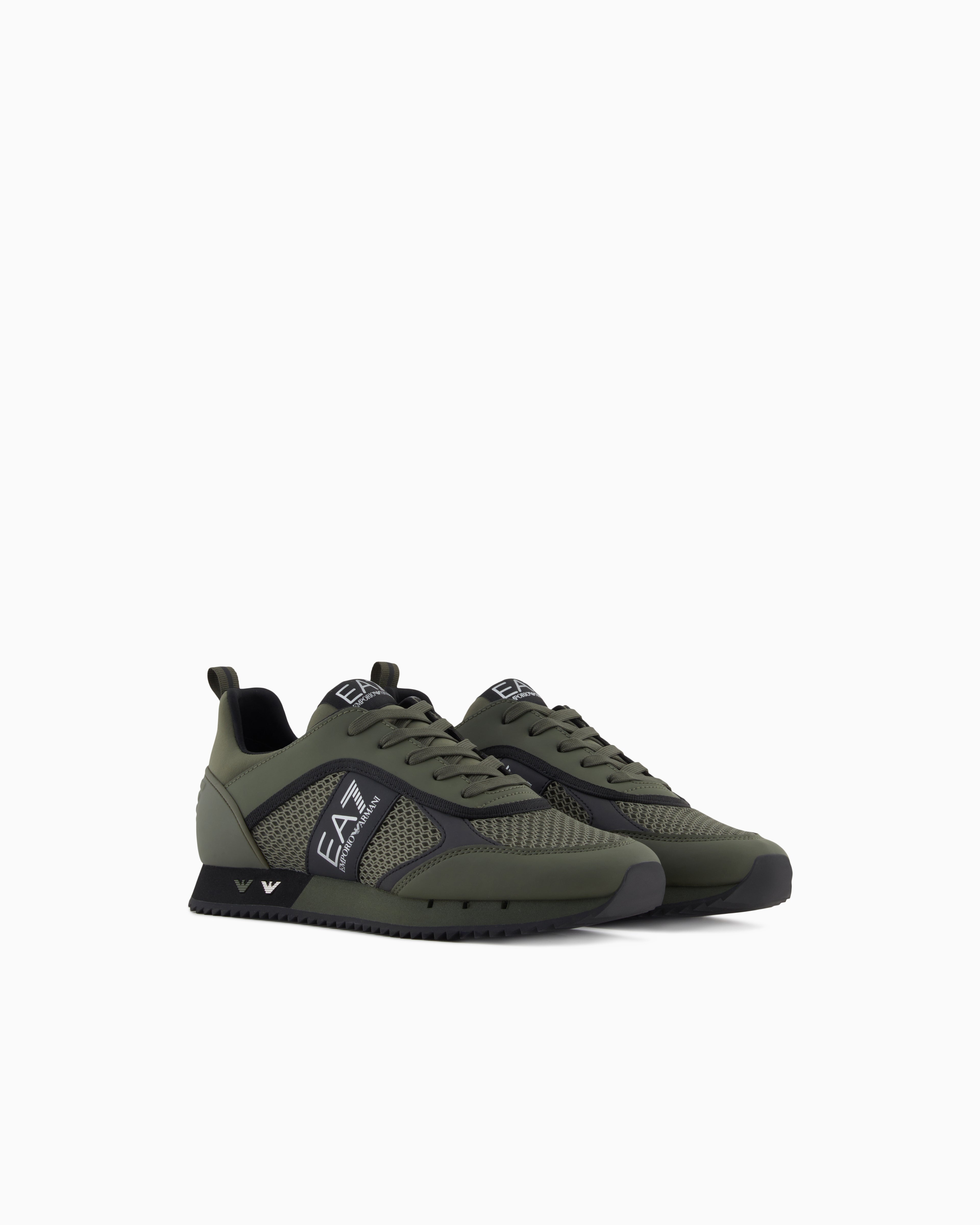 Ea7 Black And White Laces Sneakers Green