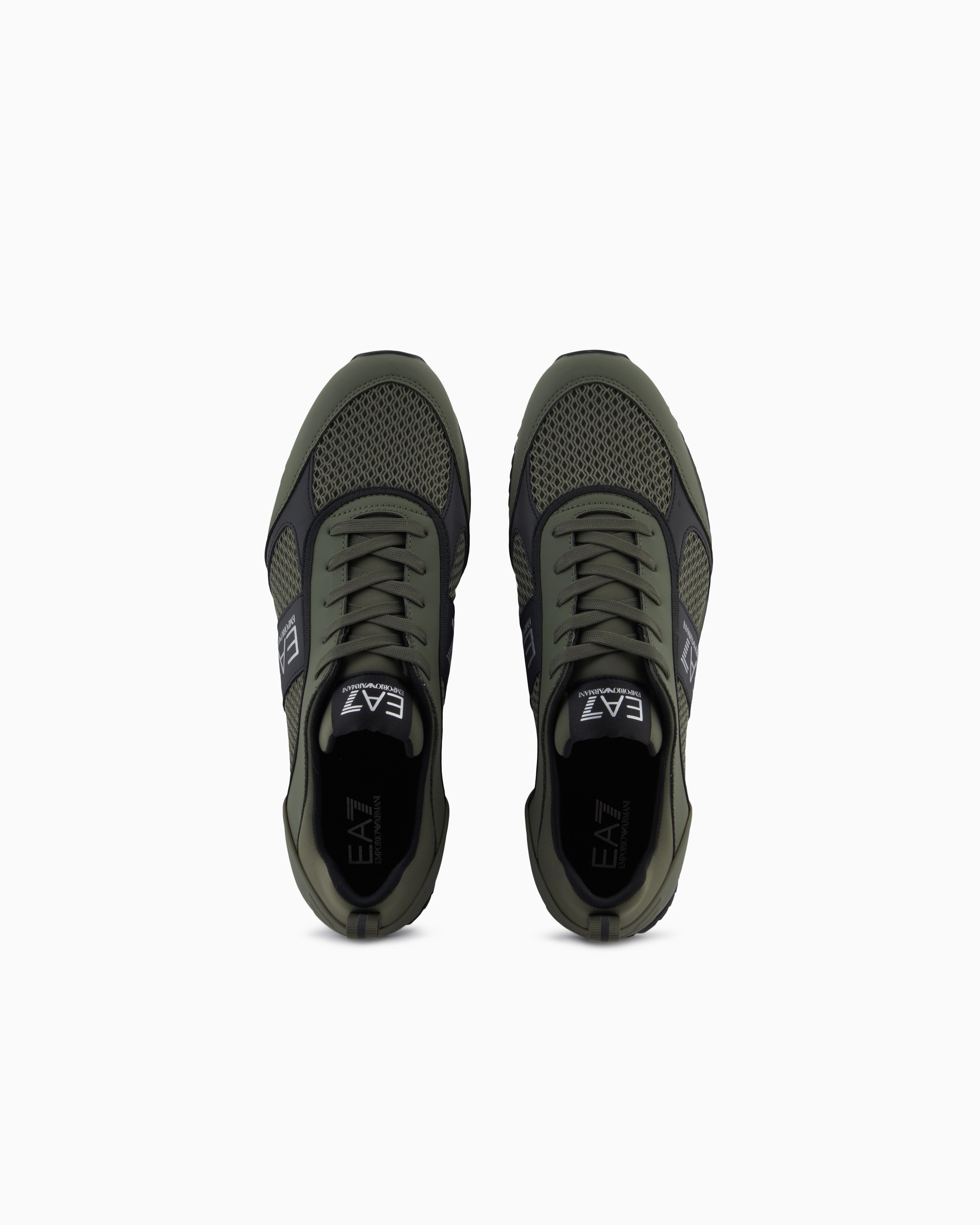 Ea7 Black And White Laces Sneakers Green