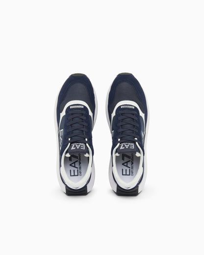 Ea7 Wader Sneakers In Suede With Mesh Inserts Blue