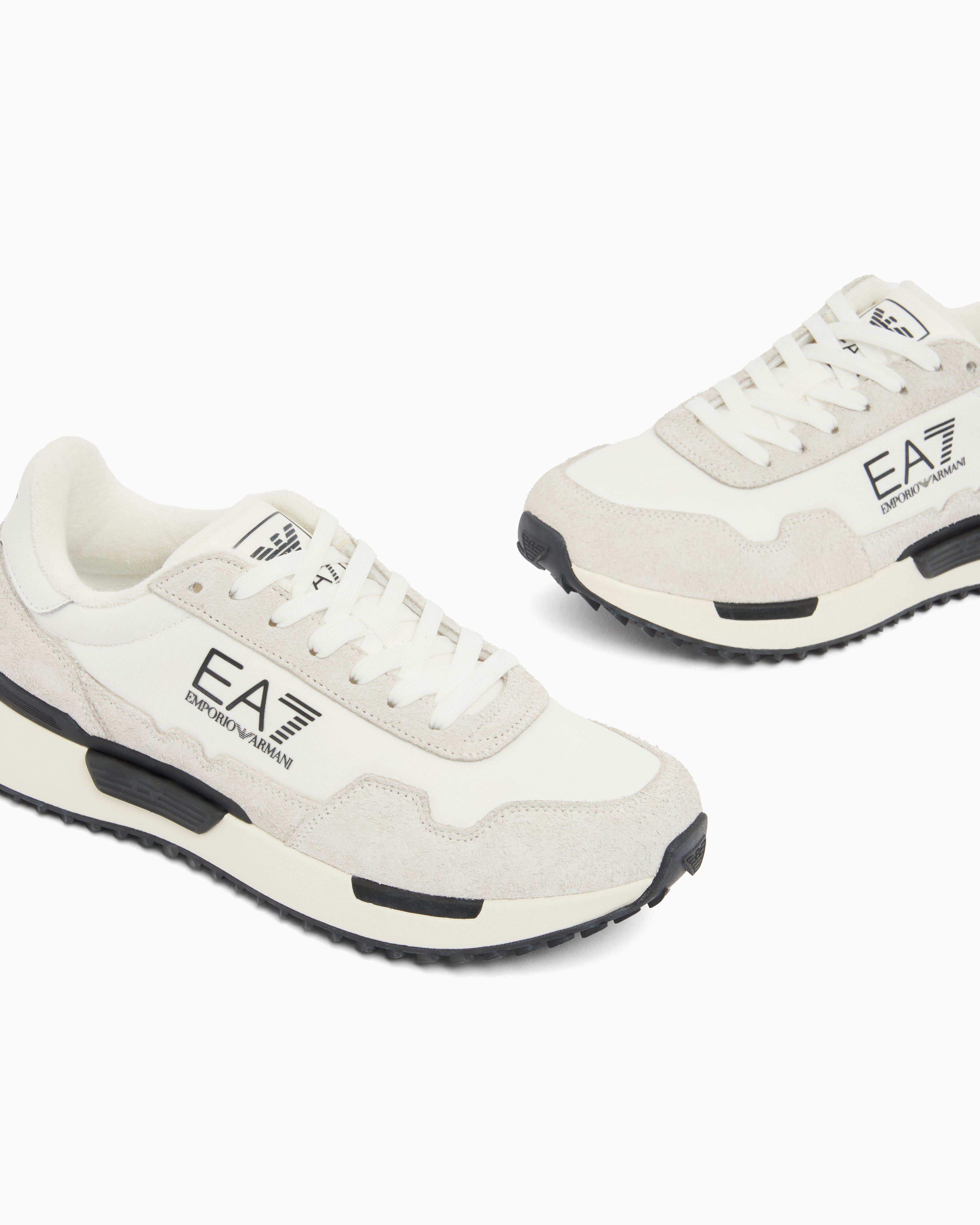Ea7 Sneaker In Fabric And Leather Details White