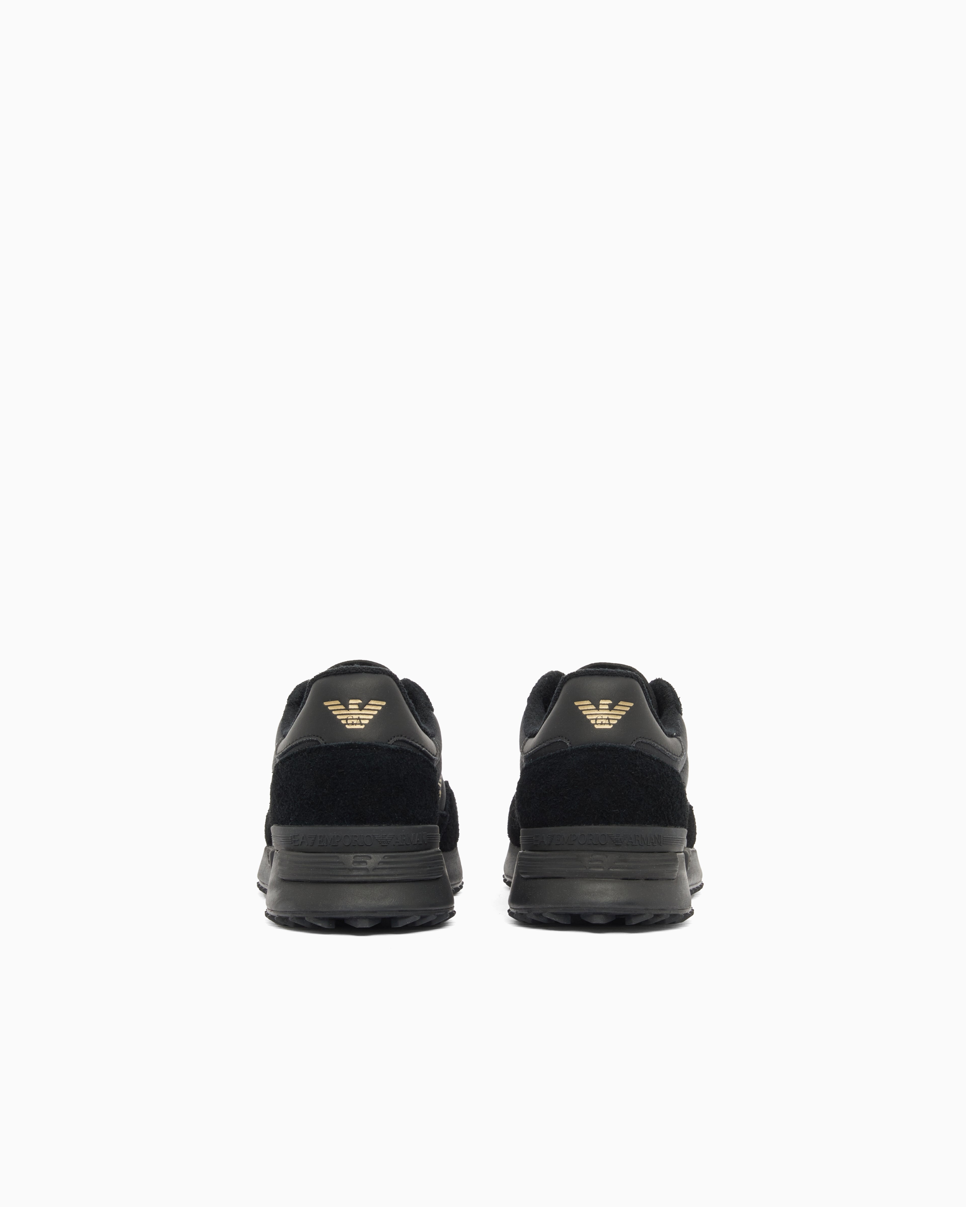 Ea7 Fabric Sneaker With Suede Inserts Vintage Running Black