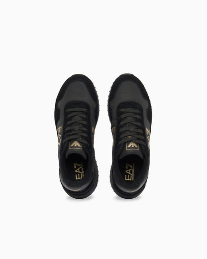 Ea7 Fabric Sneaker With Suede Inserts Vintage Running Black