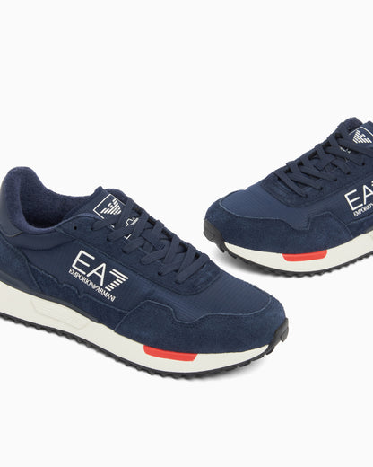 Ea7 Sneaker In Fabric And Leather Details Blue