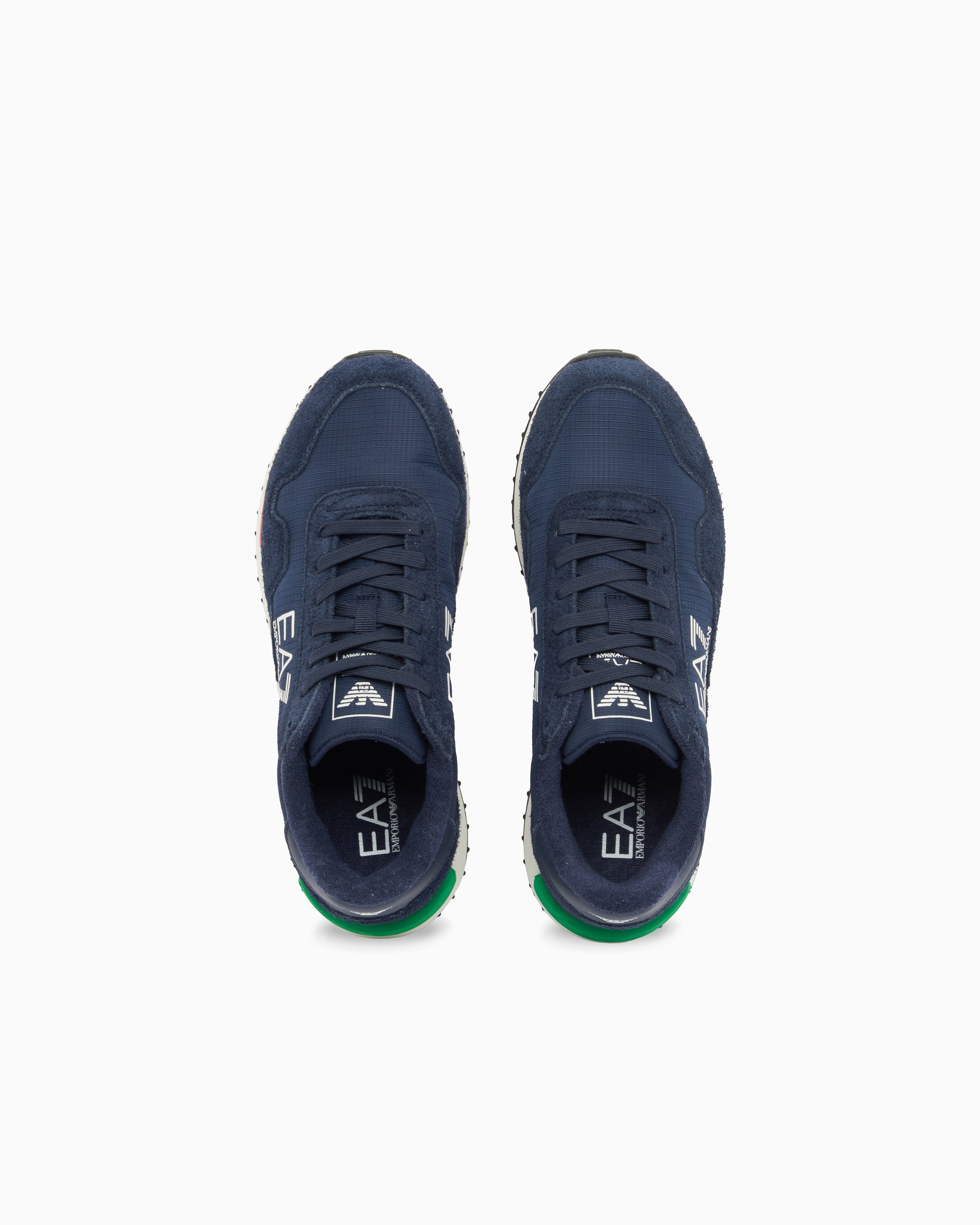 Ea7 Sneaker In Fabric And Leather Details Blue