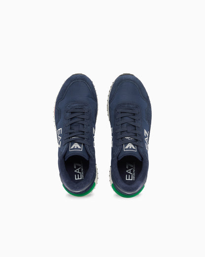 Ea7 Fabric Sneaker With Suede Inserts Vintage Running Blue