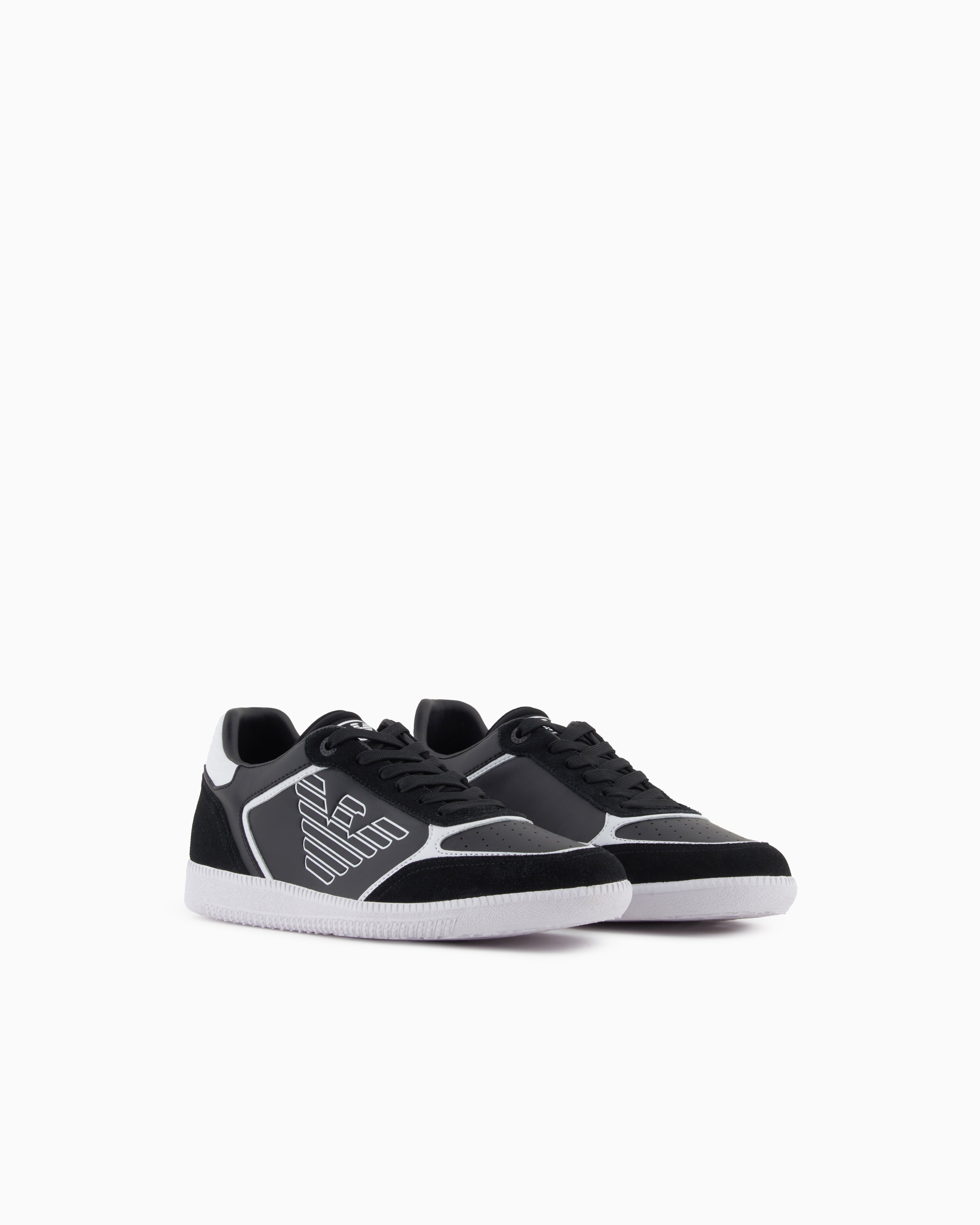 Ea7 High-Top Sneaker In Leather And Suede New Heritage Eagle Black