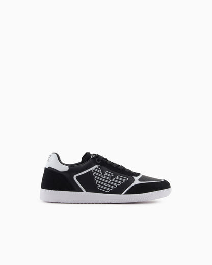 Ea7 High-Top Sneaker In Leather And Suede New Heritage Eagle Black