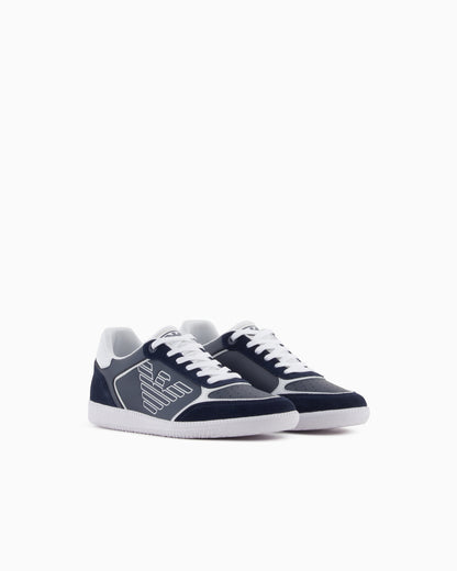 Ea7 High-Top Sneaker In Leather And Suede New Heritage Eagle Blue