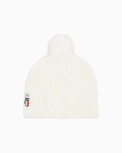 EA7 wool-blend beanie with pom-pom