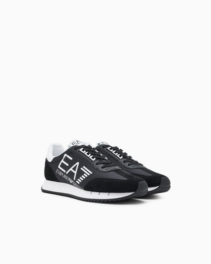 Ea7 Fabric Sneaker With Suede Inserts Vintage Black