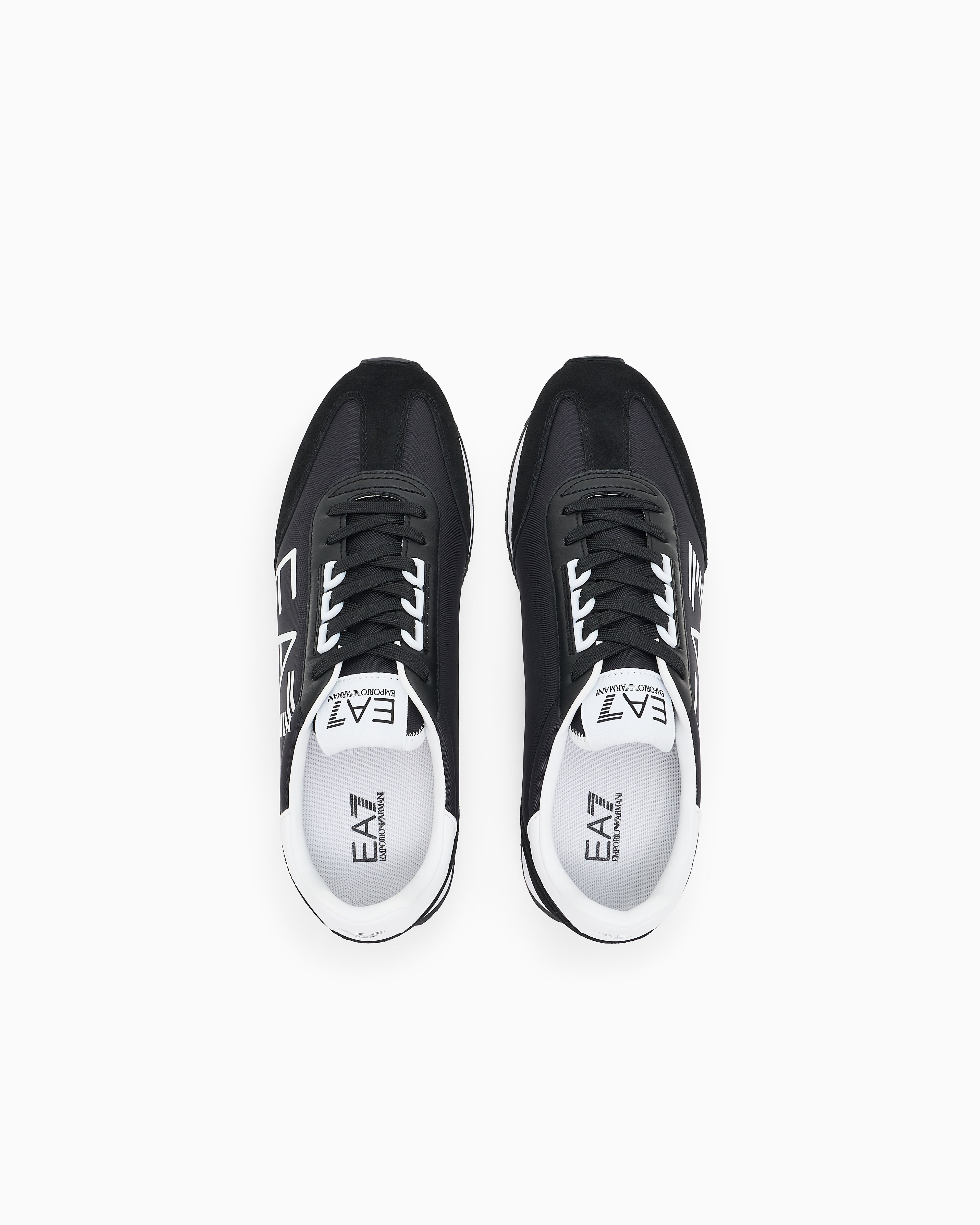 Ea7 Fabric Sneakers With Leather Details Black