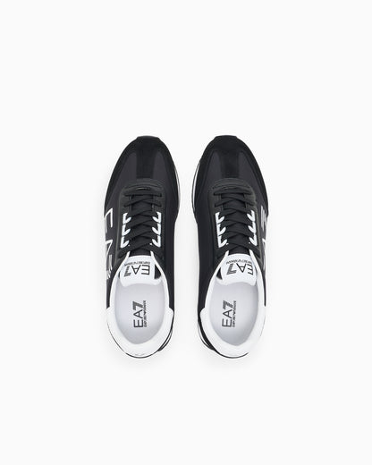 Ea7 Fabric Sneaker With Suede Inserts Vintage Black