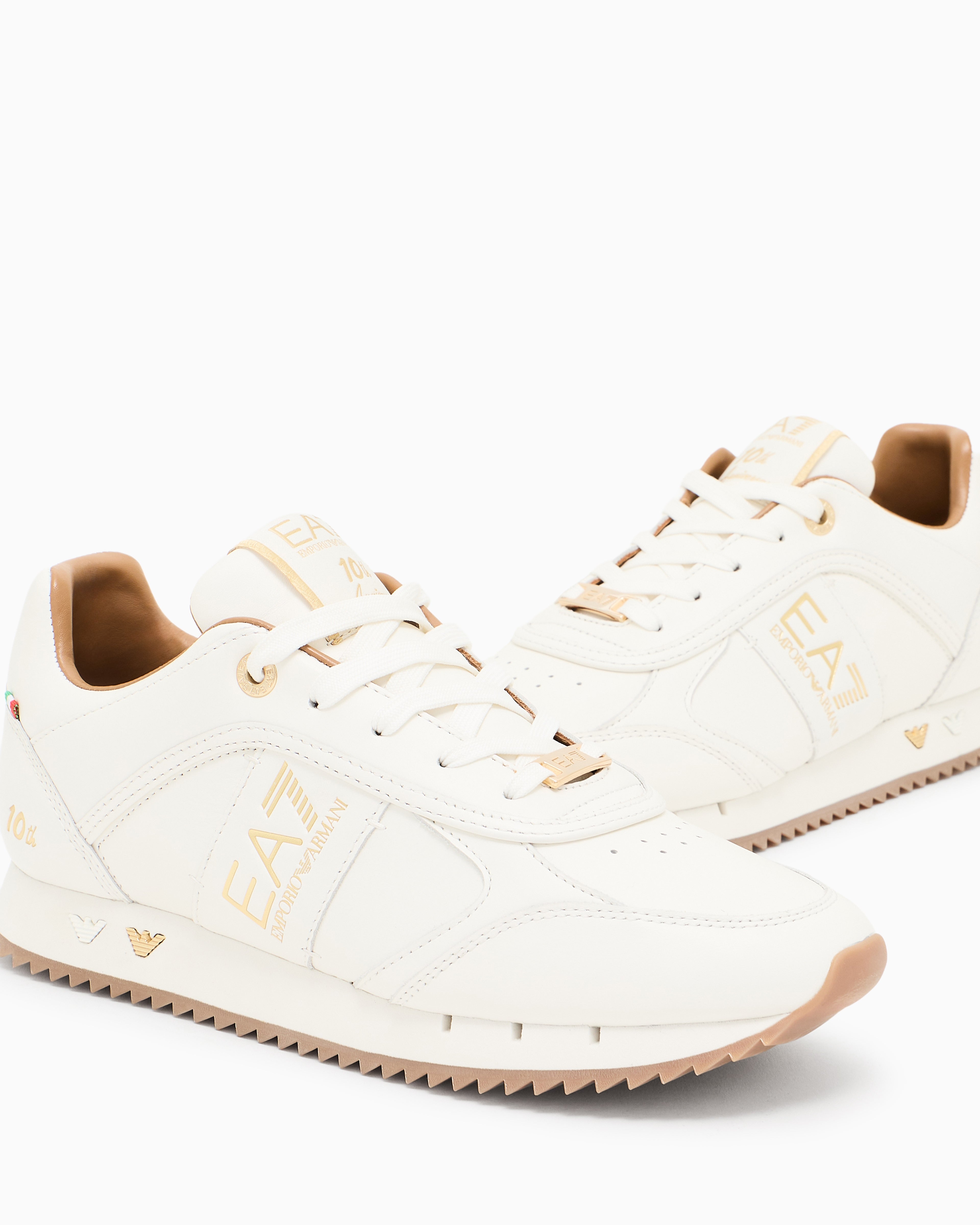 Ea7 Black And White 10Th Anniversary Sneakers Beige