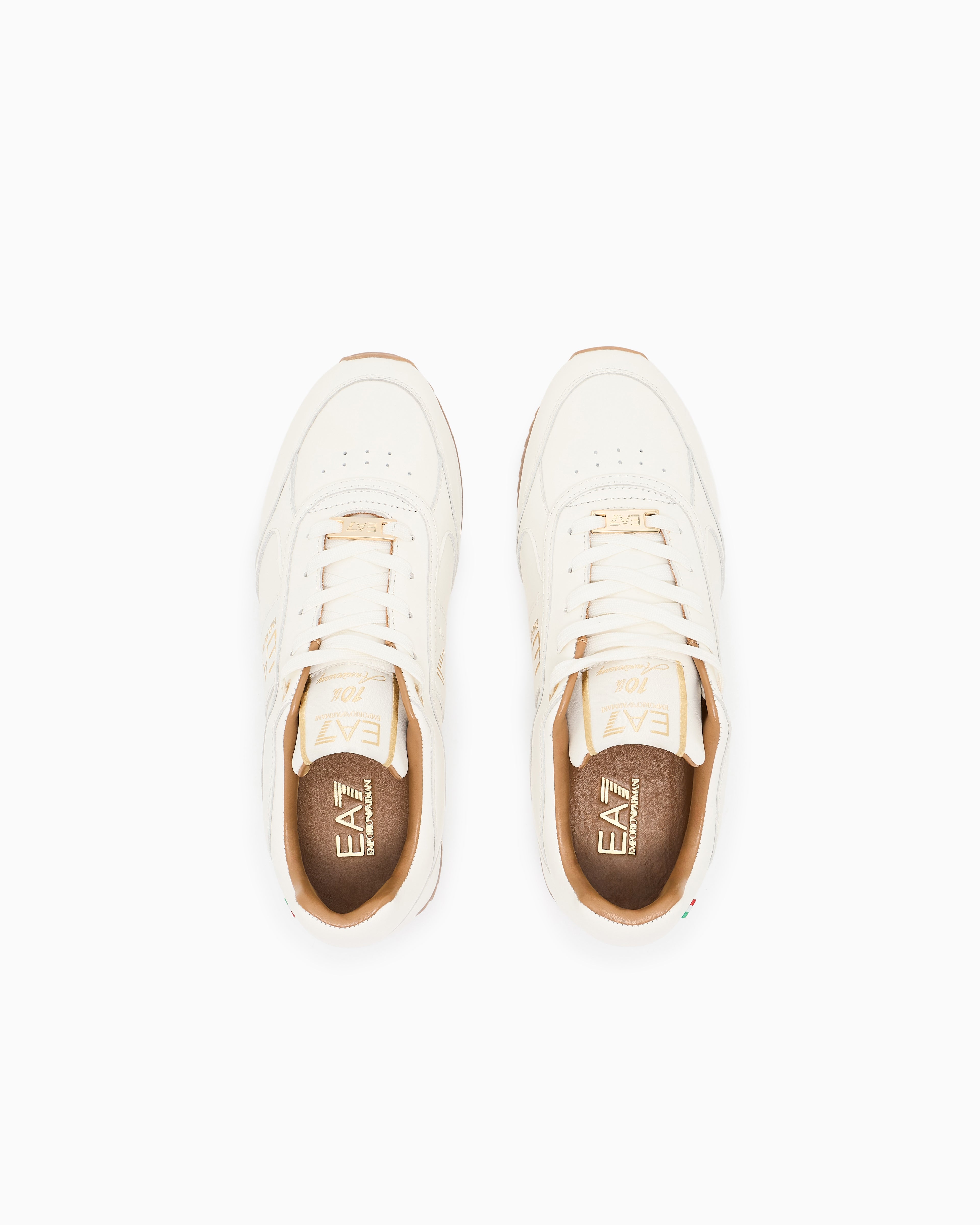 Ea7 Black And White 10Th Anniversary Sneakers Beige