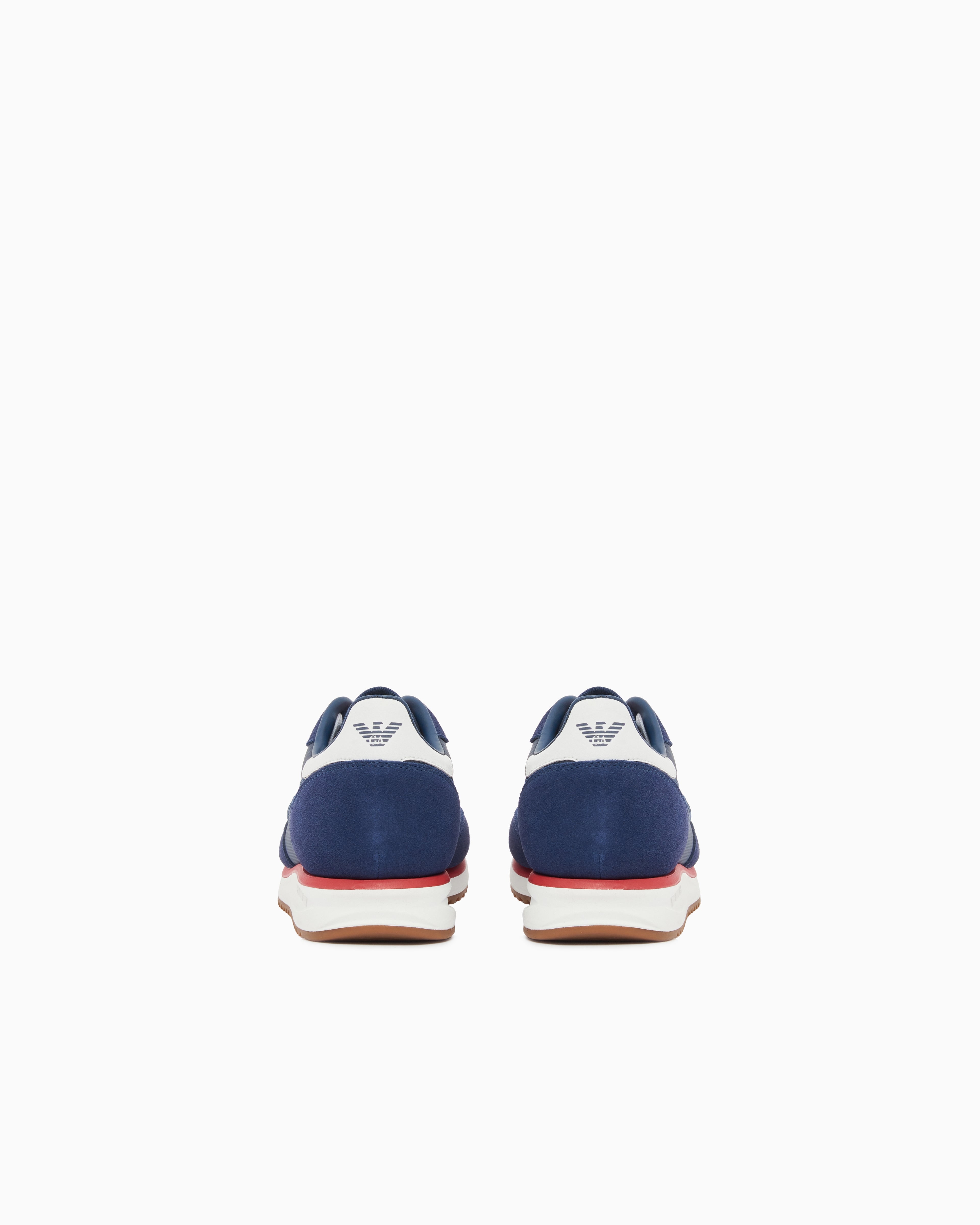 Ea7 Eclipse Leather Sneaker With Suede Inserts Blue