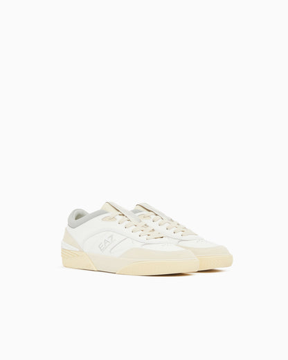 Ea7 Otg Pride Luxe Leather Sneakers With Suede Inserts Grey