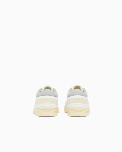 Ea7 Otg Pride Luxe Leather Sneakers With Suede Inserts Grey