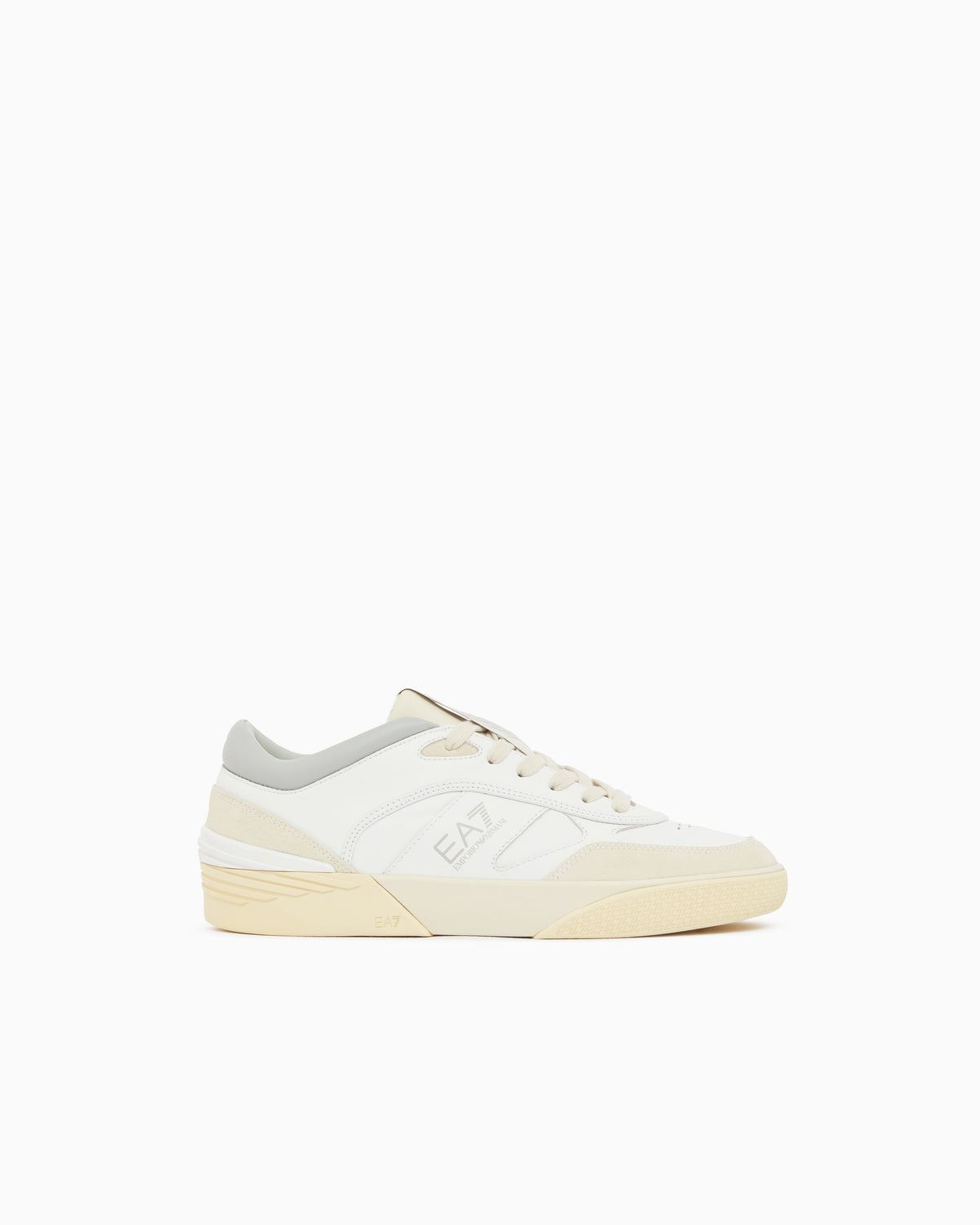 Ea7 Otg Pride Luxe Leather Sneakers With Suede Inserts Grey