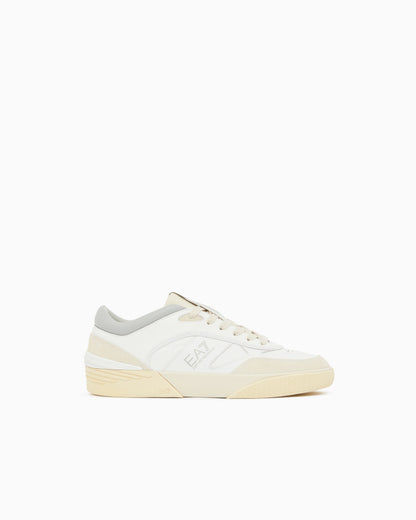 Ea7 Otg Pride Luxe Leather Sneakers With Suede Inserts Grey