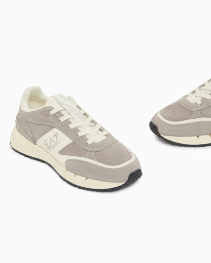 Ea7 Otg Black And White Velo Suede Sneakers Beige