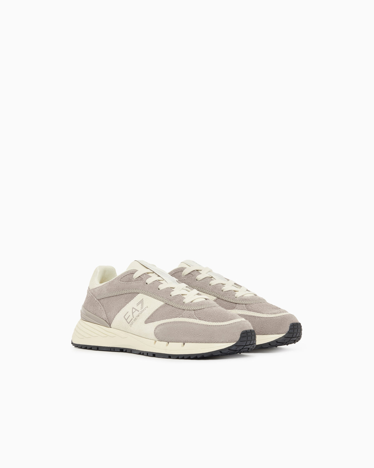 Ea7 Otg Black And White Velo Suede Sneakers Beige