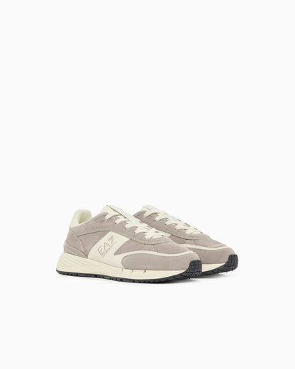 Ea7 Otg Black And White Velo Suede Sneakers Beige