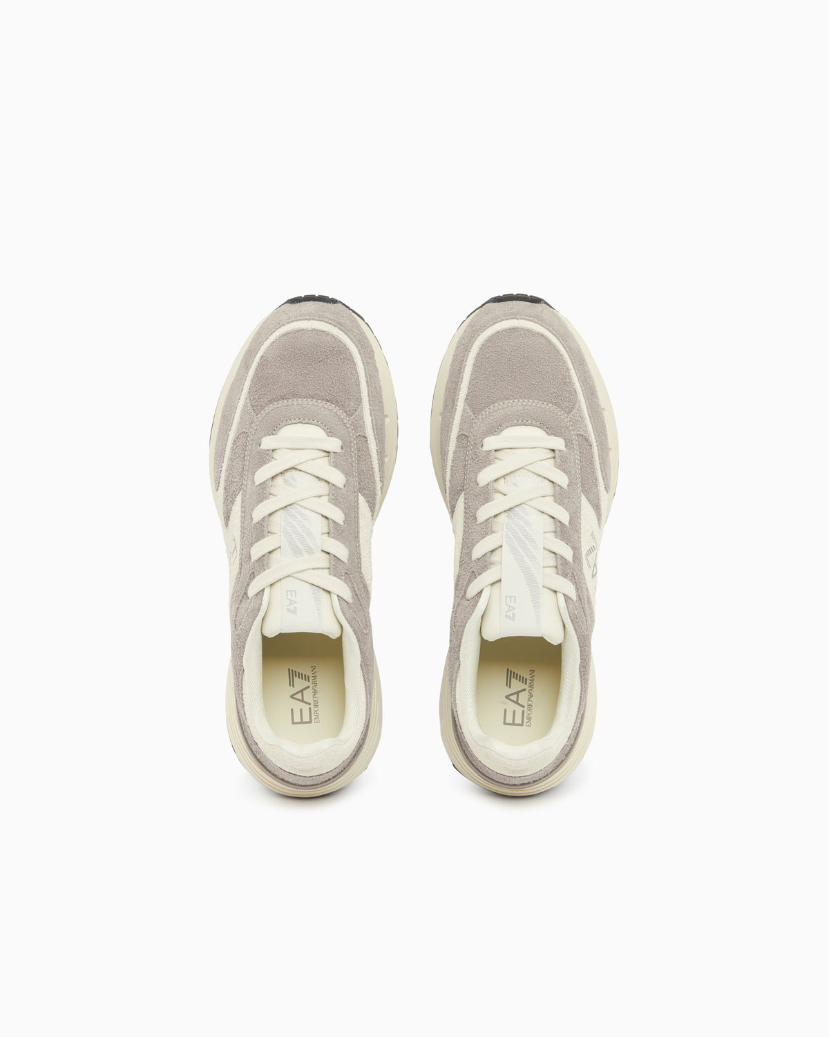 Ea7 Otg Black And White Velo Suede Sneakers Beige