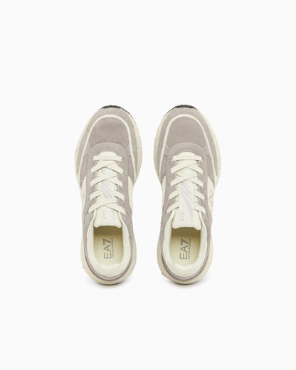 Ea7 Otg Black And White Velo Suede Sneakers Beige