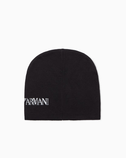 EA7 Knitted beanie hat with logo