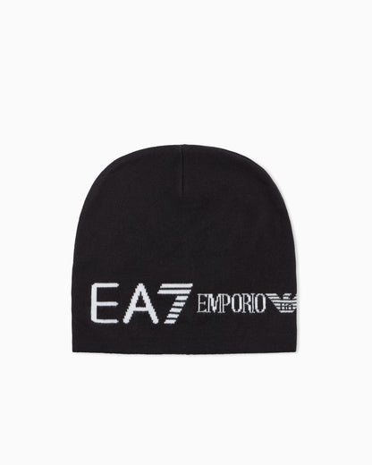 EA7 Knitted beanie hat with logo