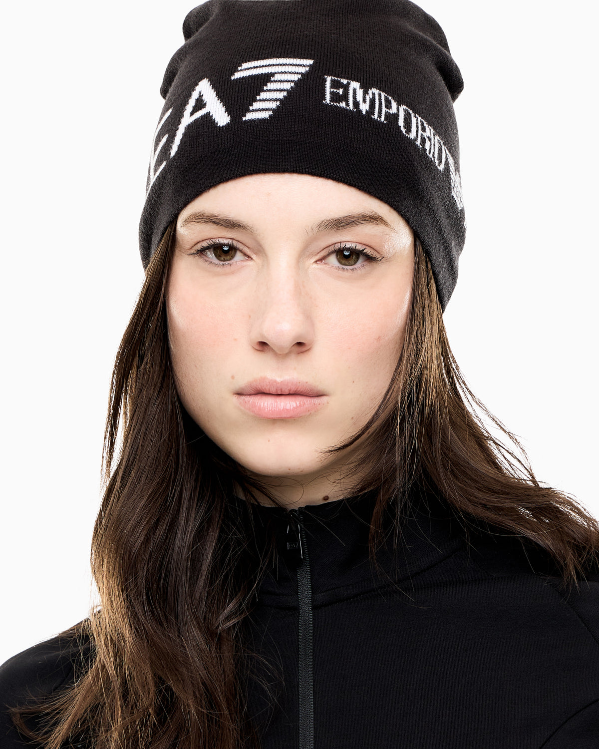 EA7 Knitted beanie hat with logo