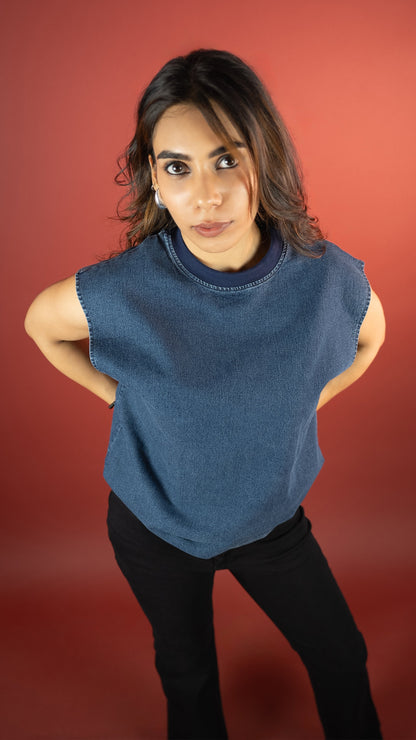BLUE DENIM WOMEN'S TANK TOP