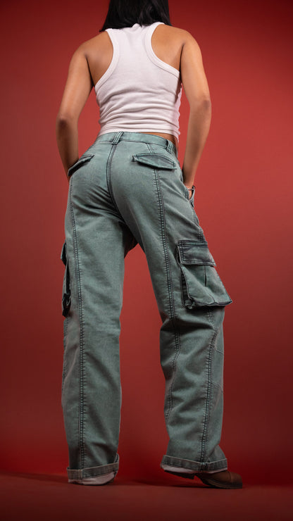 GREEN DENIM WOMEN'S CARGO