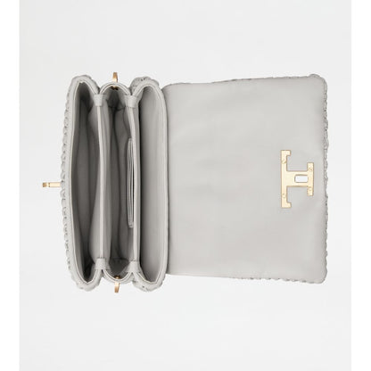 Tods T Timeless Flap Bag In Leather Mini Grey
