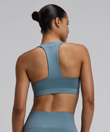 Bandit Womens Stamina V Square Neck Run Bra Tranquil Blue