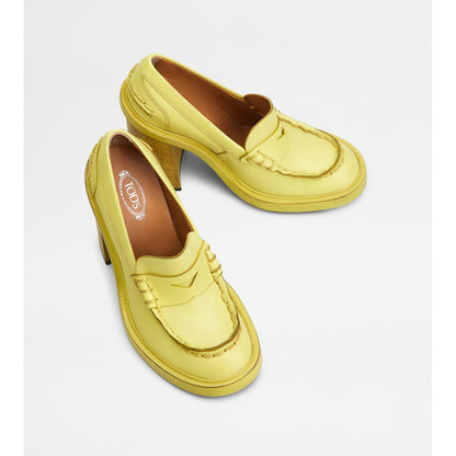 Tods Heeled Loafers In Leather Green Womens