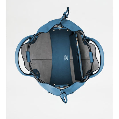 Tods Di Bag In Leather Small With Drawstring Light Blue