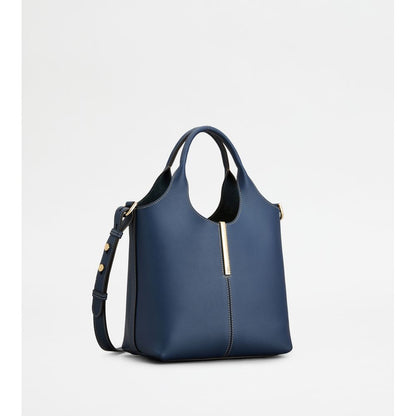 Tods Tote Shopping Bag In Leather Mini Blue