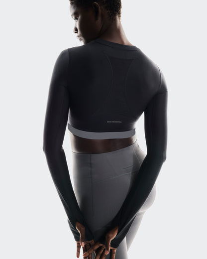 On Train Long Sleeve Crop Black (Women's)
