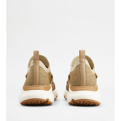 Tods Kate Slip-On Sneakers In Fabric Gold Brown Womens