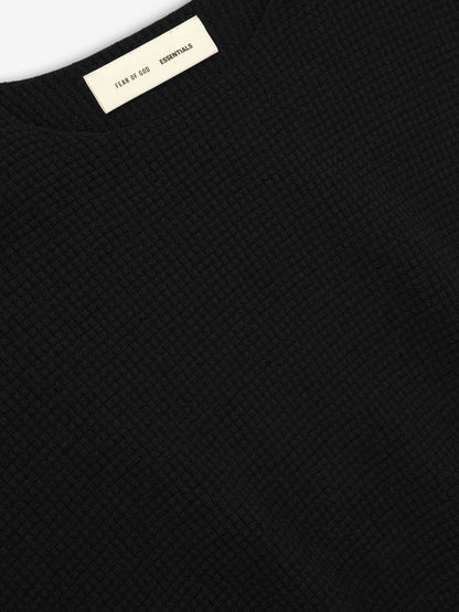 Essentials Waffle Crewneck 90S Sweater Vintage Black