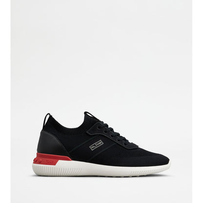 Tods No_Code Knit In Technical Fabric And Leather Black Red White Mens