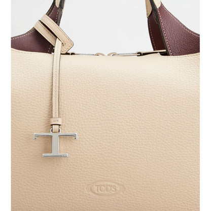 Tods Bauletto Bag In Leather Medium Natural Burgundy
