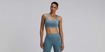 Bandit Womens Stamina V Square Neck Run Bra Tranquil Blue