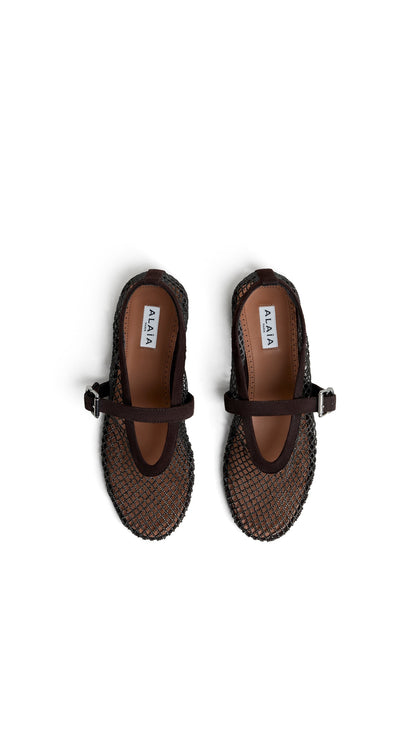 Alaïa Ballet Flats In Strass Fishnet