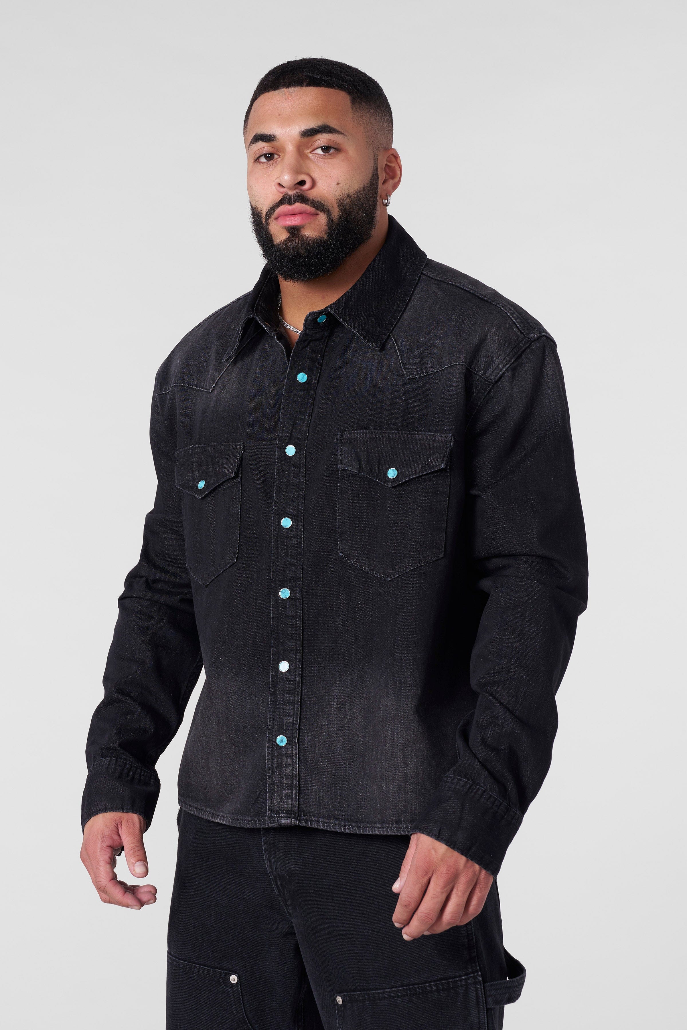 YoungLA 8011 - Western Denim Shirts Black Wash