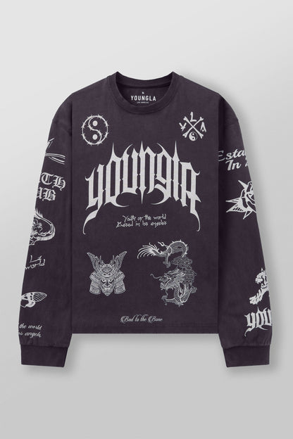 YoungLA 8046 - BMF Longsleeves Deep Purple Wash