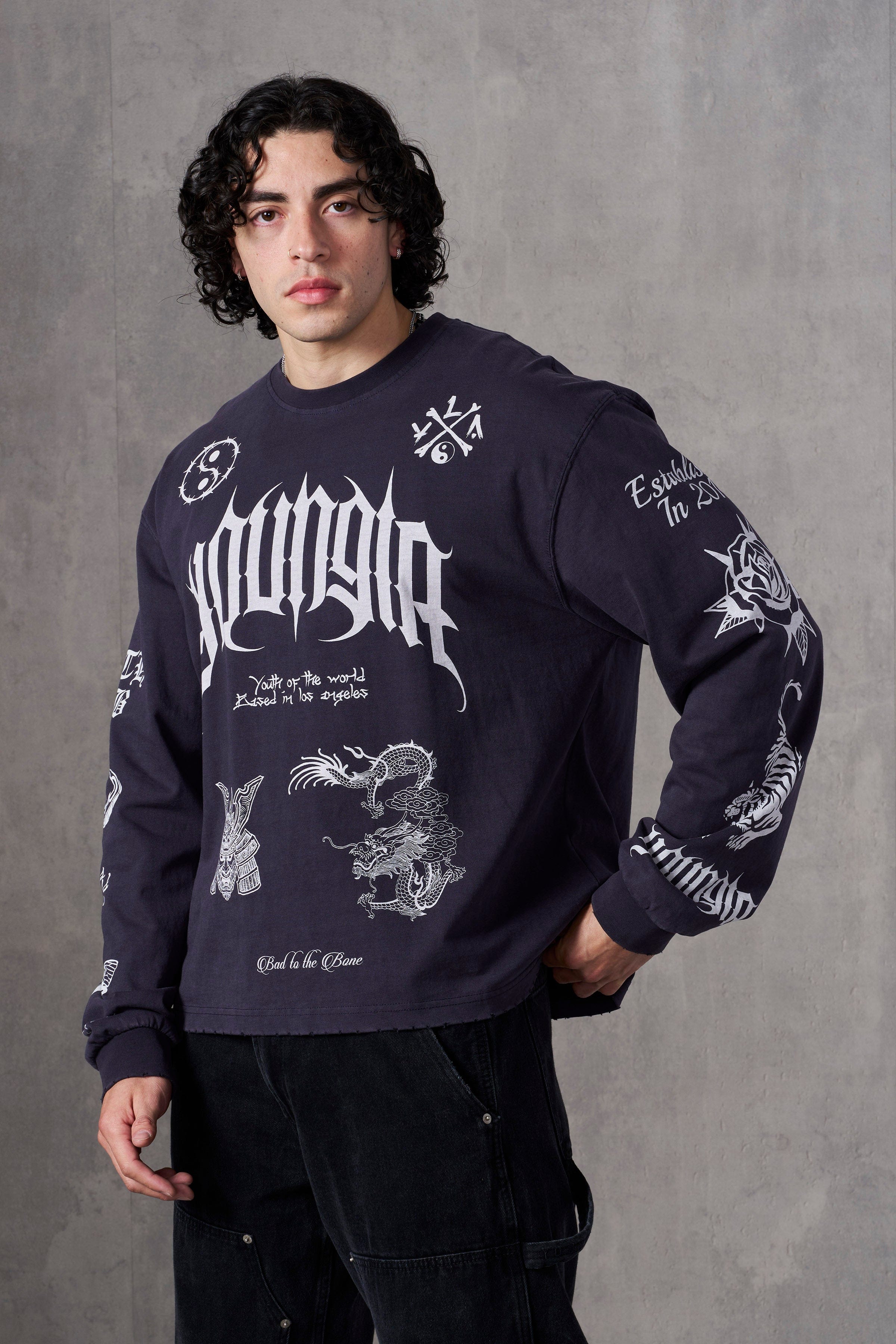 YoungLA 8046 - BMF Longsleeves Deep Purple Wash