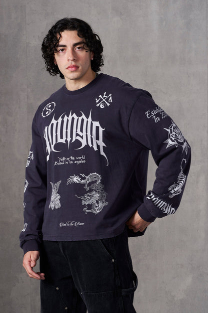YoungLA 8046 - BMF Longsleeves Deep Purple Wash