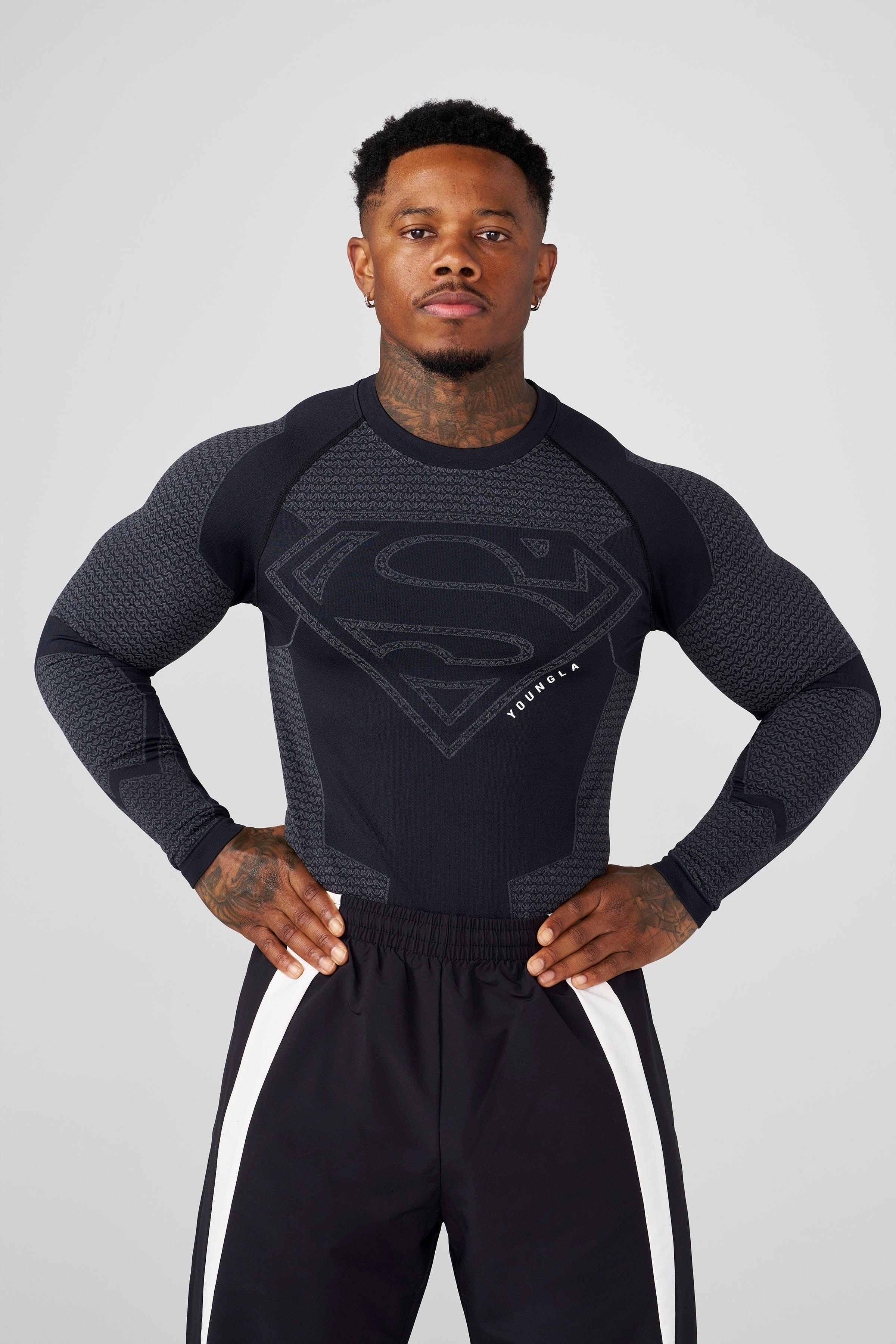 YoungLA 8066 Superman Compression Longsleeves Black